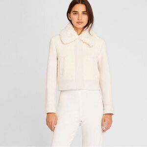 Club Monaco Zip Front Mixed Media Jacket